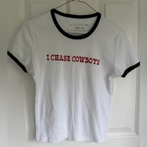 Social Edition White Short-Sleeve Tee with Black Trim and Red Slogan